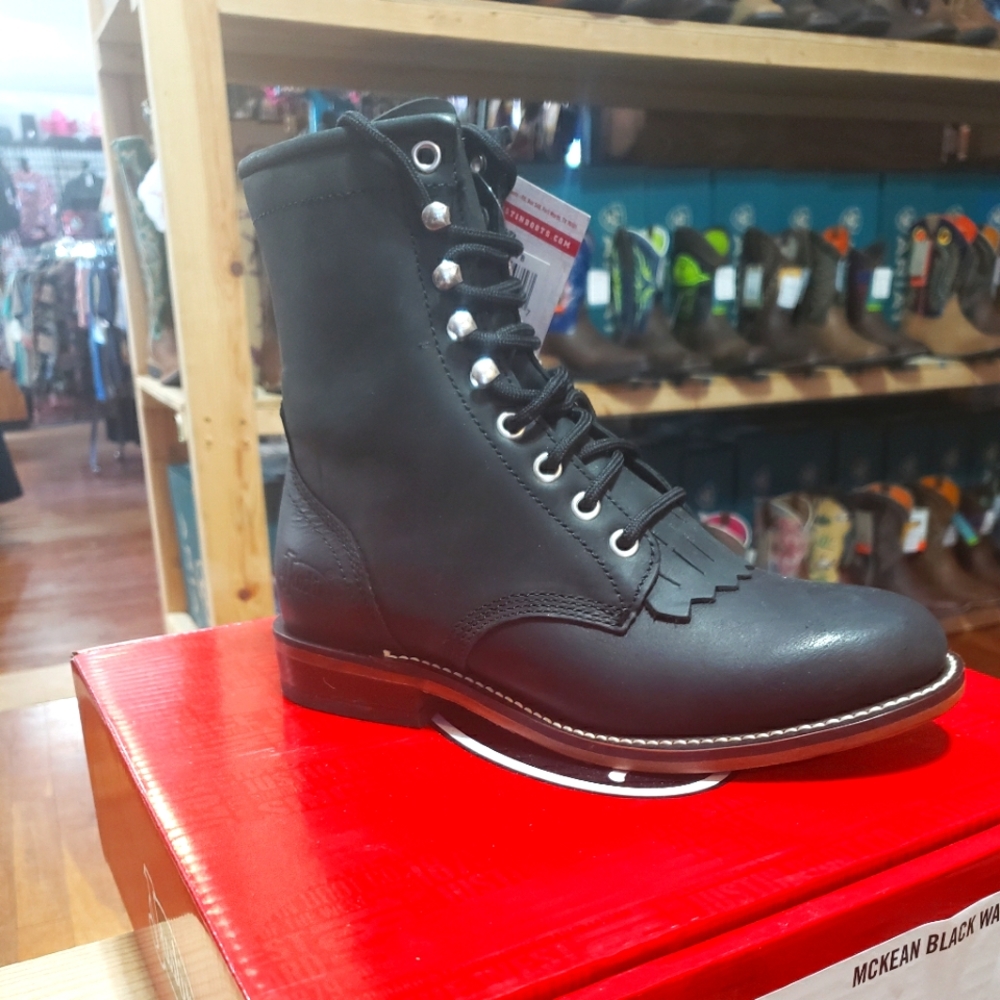 Justin Womens McKean Black Water Buffalo 7" Roper Toe Boot